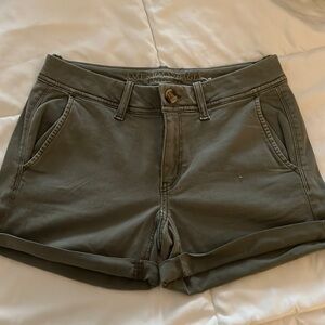 AE green stretch chino shorts